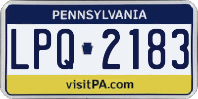 PA license plate LPQ2183