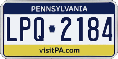 PA license plate LPQ2184