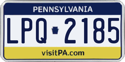 PA license plate LPQ2185