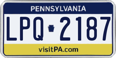 PA license plate LPQ2187