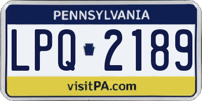 PA license plate LPQ2189