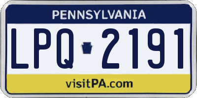 PA license plate LPQ2191
