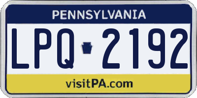 PA license plate LPQ2192