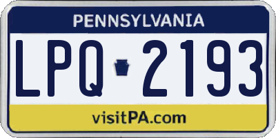 PA license plate LPQ2193