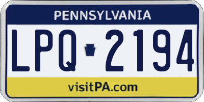 PA license plate LPQ2194