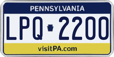 PA license plate LPQ2200
