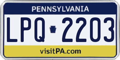PA license plate LPQ2203