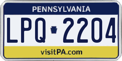 PA license plate LPQ2204