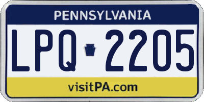 PA license plate LPQ2205