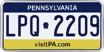 PA license plate LPQ2209