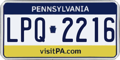 PA license plate LPQ2216