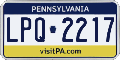 PA license plate LPQ2217