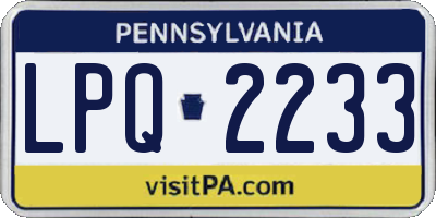 PA license plate LPQ2233