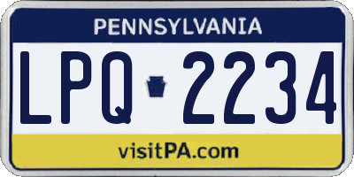 PA license plate LPQ2234