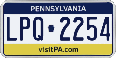 PA license plate LPQ2254