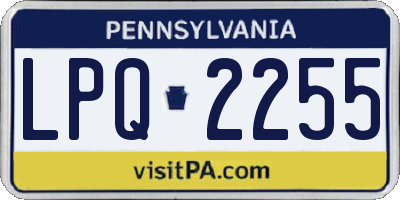 PA license plate LPQ2255