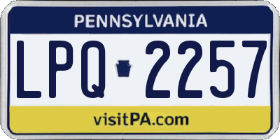 PA license plate LPQ2257