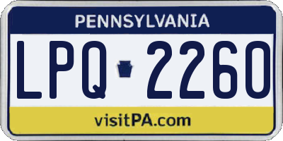 PA license plate LPQ2260