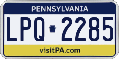 PA license plate LPQ2285