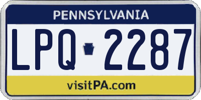 PA license plate LPQ2287
