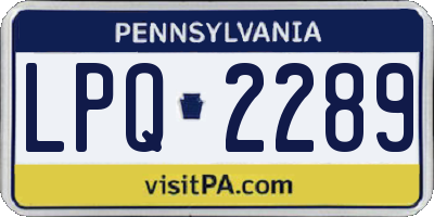 PA license plate LPQ2289
