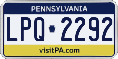 PA license plate LPQ2292