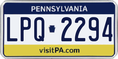 PA license plate LPQ2294