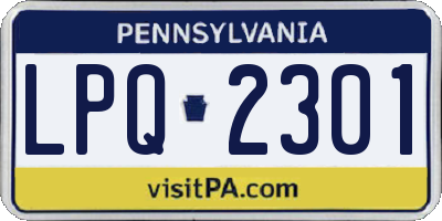 PA license plate LPQ2301