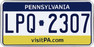 PA license plate LPQ2307
