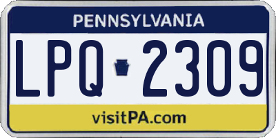 PA license plate LPQ2309