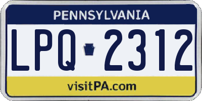 PA license plate LPQ2312