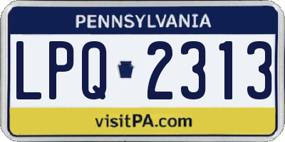PA license plate LPQ2313