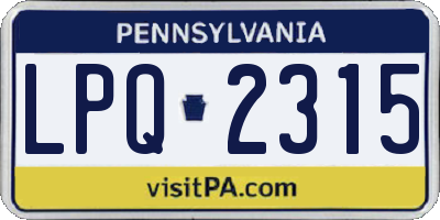 PA license plate LPQ2315