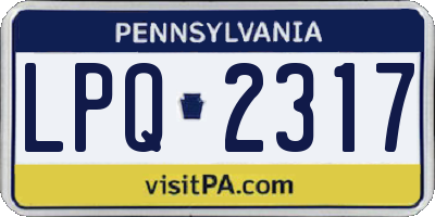 PA license plate LPQ2317
