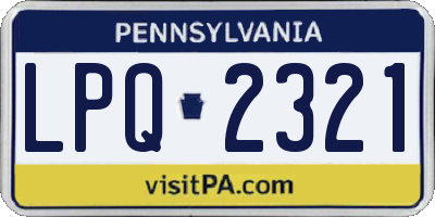 PA license plate LPQ2321