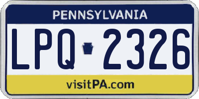 PA license plate LPQ2326