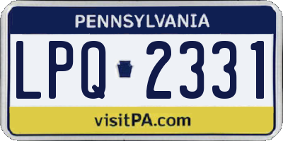PA license plate LPQ2331