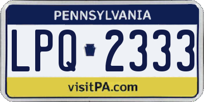 PA license plate LPQ2333
