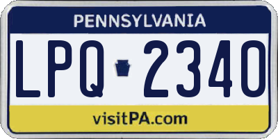 PA license plate LPQ2340
