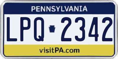 PA license plate LPQ2342