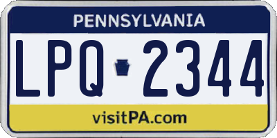 PA license plate LPQ2344