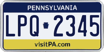 PA license plate LPQ2345