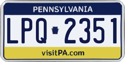 PA license plate LPQ2351