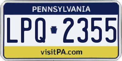 PA license plate LPQ2355
