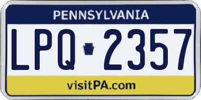 PA license plate LPQ2357
