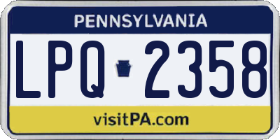 PA license plate LPQ2358