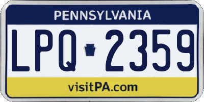 PA license plate LPQ2359