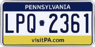 PA license plate LPQ2361