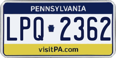 PA license plate LPQ2362