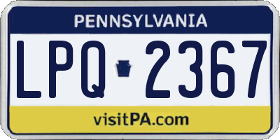 PA license plate LPQ2367